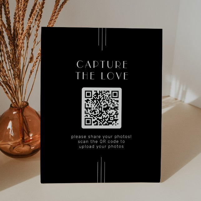 EVERLY Art Deco Black Capture the Love Wedding Pedestal Sign (EVERLY Art Deco Black Capture the Love Wedding Pedestal Sign)