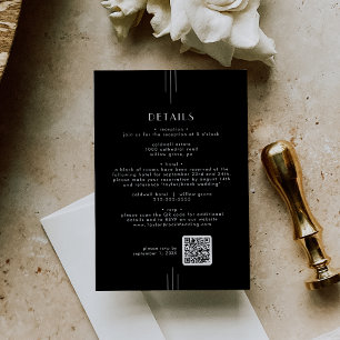 EVERLY Art Deco Black QR Code Wedding Details Enclosure Card