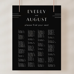 EVERLY Art Deco Black Wedding Seating Chart Poster