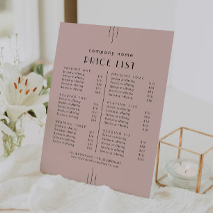 EVERLY Art Deco Blush Business Services Price List Pedestal Sign