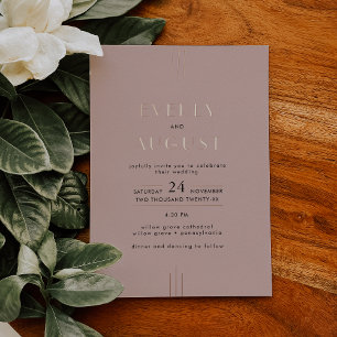 EVERLY Art Deco Blush Pink Rose Gold Foil Wedding