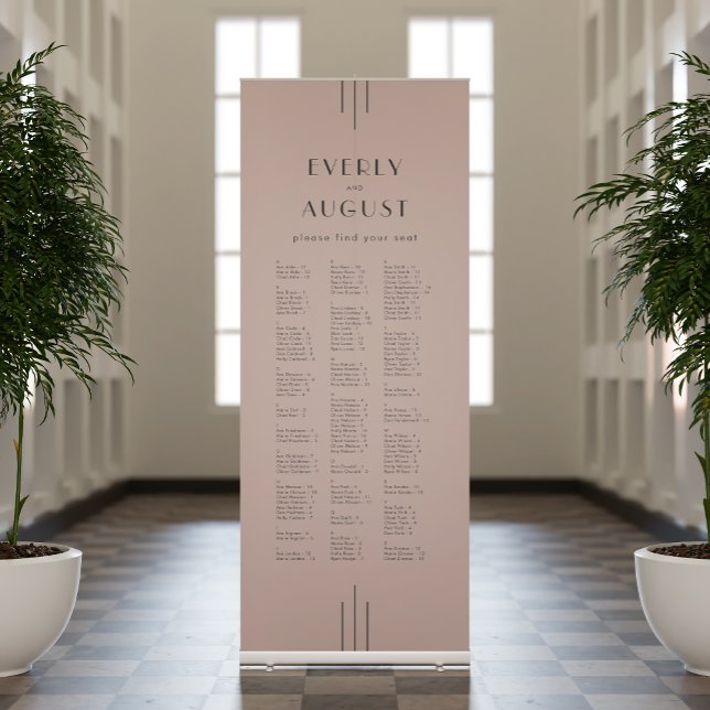 EVERLY Art Deco Blush Pink Wedding Seating Chart Retractable Banner (EVERLY Art Deco Blush Pink Wedding Seating Chart Retractable Banner)