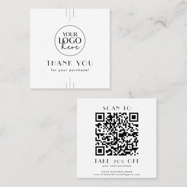 EVERLY Art Deco Business Logo QR Code Thank You Discount Card (Front/Back)