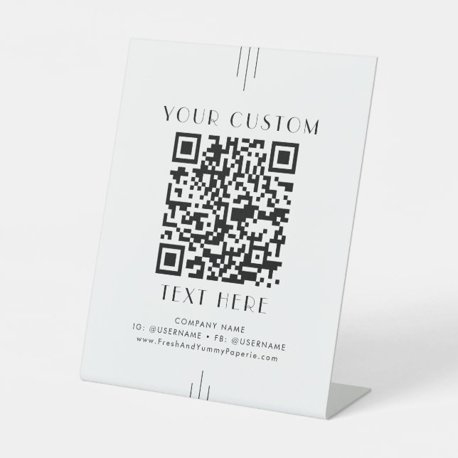 EVERLY Art Deco Business or Wedding Custom QR Code Pedestal Sign (Front)