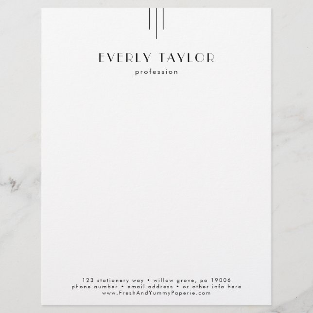 EVERLY Art Deco Business Professional Company Custom Letterhead (Front)