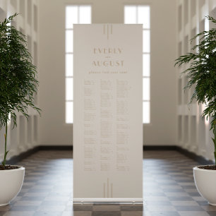 EVERLY Art Deco Cream Gold Wedding Seating Chart Retractable Banner
