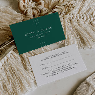 EVERLY Art Deco Emerald Green Refer A Friend Referral Card