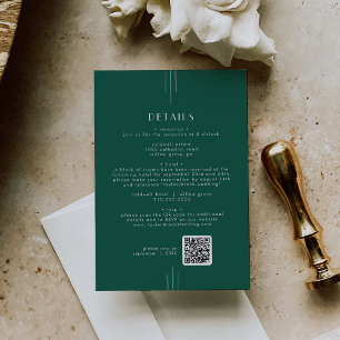EVERLY Art Deco Emerald QR Code Wedding Details Enclosure Card