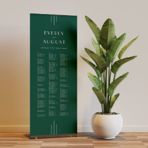 EVERLY Art Deco Emerald Wedding Seating Chart Retractable Banner