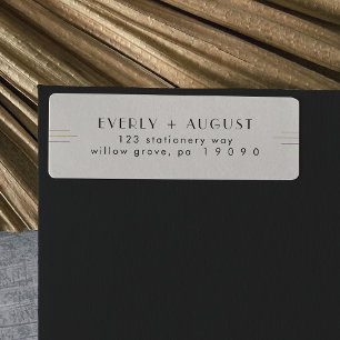 EVERLY Art Deco Ivory Black Return Address Labels