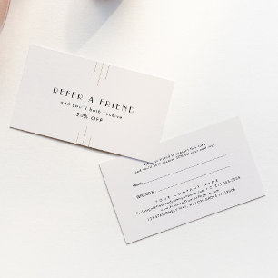 EVERLY Art Deco Ivory Gold Black Refer A Friend Referral Card