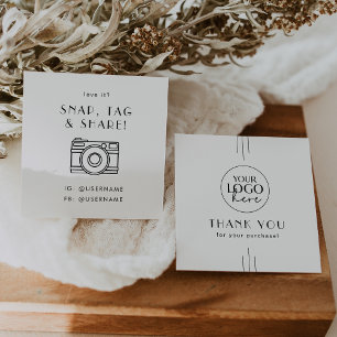 EVERLY Art Deco Logo Social Media Share Thank You Square Business Card