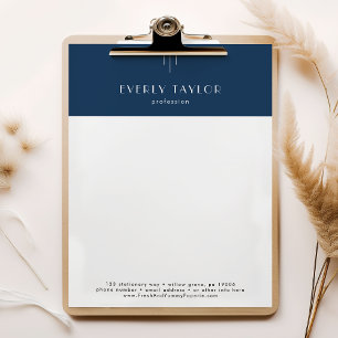 EVERLY Art Deco Navy Business Professional Company Custom Letterhead