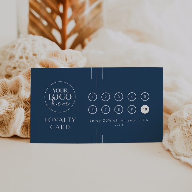 EVERLY Art Deco Navy Logo Business Reward 10 Punch Loyalty Card (EVERLY Art Deco Navy Logo Business Reward 10 Punch Loyalty Card)