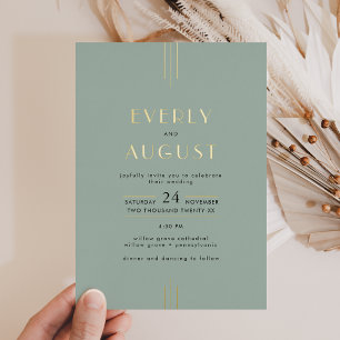 EVERLY Art Deco Sage Green and Gold Foil Wedding