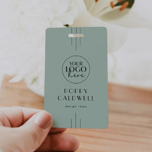 EVERLY Art Deco Sage Logo QR Code Employee ID Card Badge
