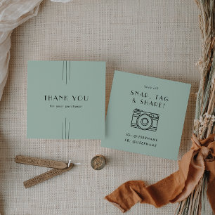 EVERLY Art Deco Sage Snap Tag Share Thank You