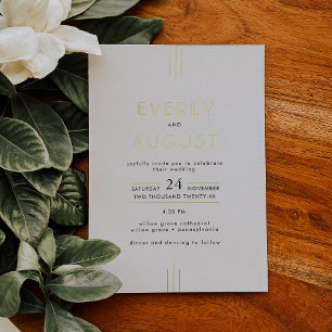 EVERLY Art Deco White Black and Gold Foil Wedding