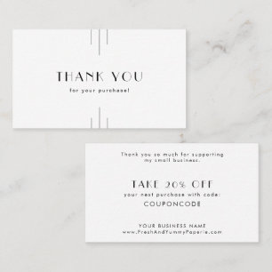 EVERLY Art Deco White Black Business Thank You Discount Card