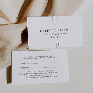 EVERLY Art Deco White Black Refer A Friend Referral Card