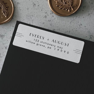 EVERLY Art Deco White Black Return Address Labels