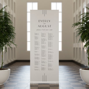 EVERLY Art Deco White Black Wedding Seating Chart Retractable Banner