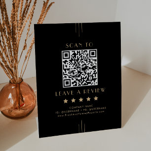 EVERLY Black Gold Business QR Code Leave A Review Pedestal Sign