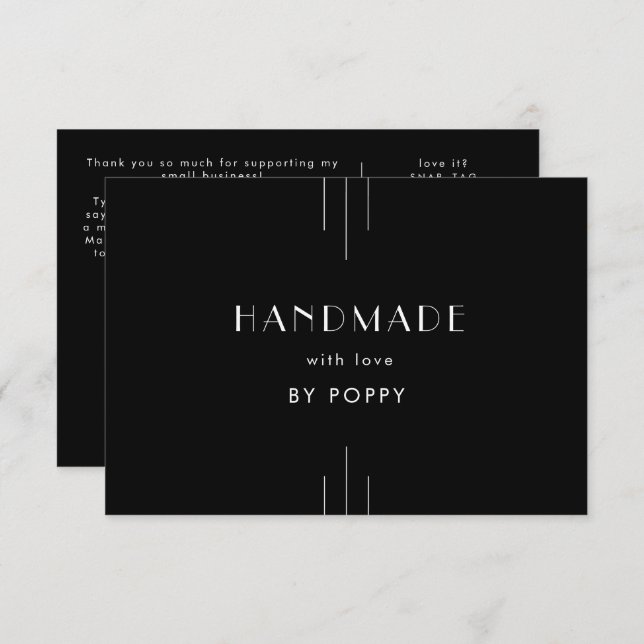EVERLY Black Handmade with Love Thank You Order Enclosure Card (Front/Back)