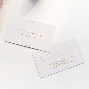 EVERLY Cream and Gold Business Gift Certificate