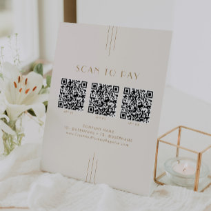 EVERLY Cream and Gold Business QR Code Scan To Pay Pedestal Sign