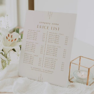 EVERLY Cream and Gold Business Services Price List Pedestal Sign