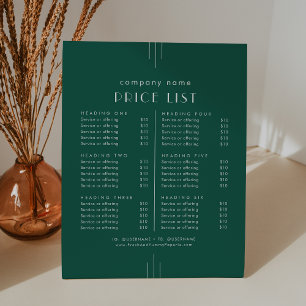 EVERLY Emerald Green Business Services Price List Pedestal Sign