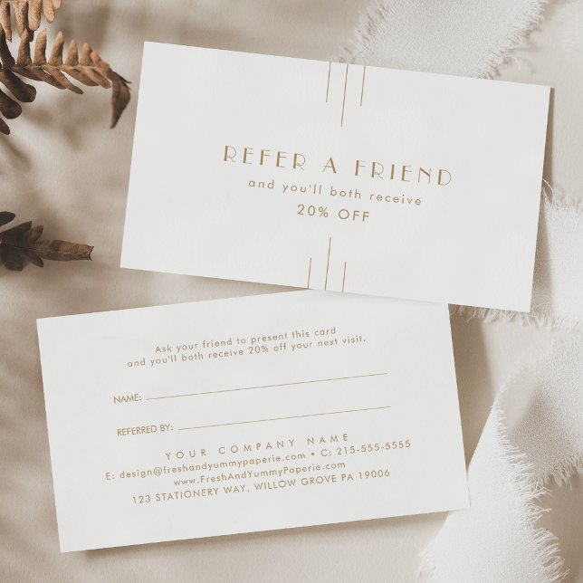 EVERLY Gold Art Deco Geometric Refer A Friend Referral Card (EVERLY Gold Art Deco Geometric Refer A Friend Referral Card)