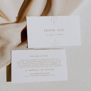 EVERLY Gold Art Deco Simple Geometric Thank You Business Card