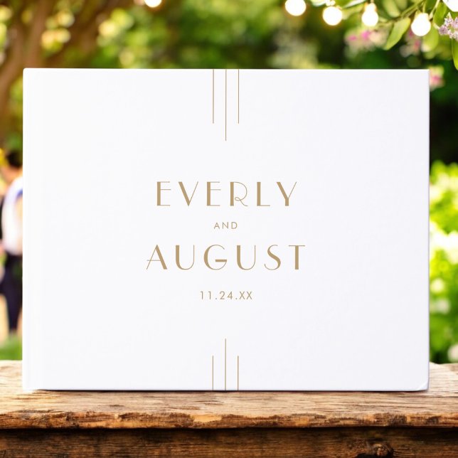 EVERLY Gold Art Deco Simple Geometric Wedding Guest Book (EVERLY Gold Art Deco Simple Geometric Wedding Guest Book)