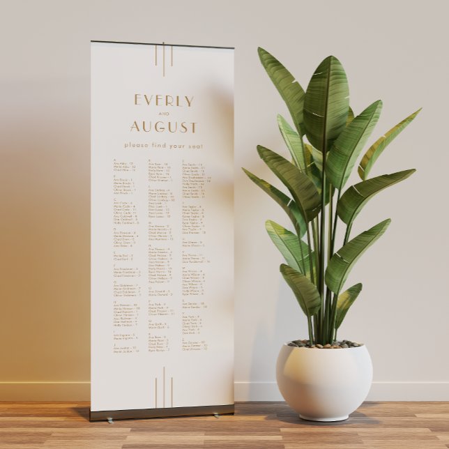 EVERLY Gold Art Deco Simple Wedding Seating Chart Retractable Banner (EVERLY Gold Art Deco Simple Wedding Seating Chart Retractable Banner)