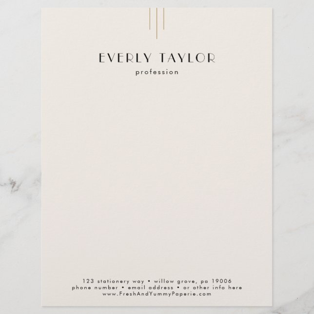 EVERLY Ivory Black Business Professional Company Custom Letterhead (Front)