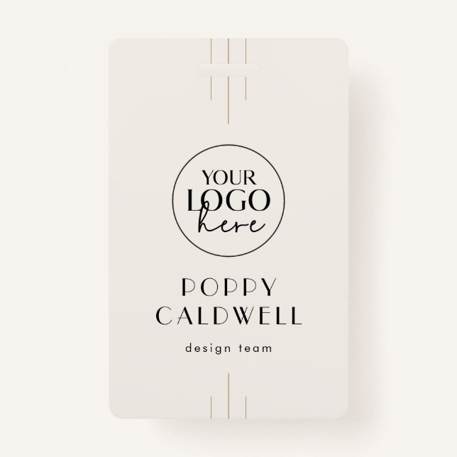 EVERLY Ivory Black Logo QR Code Employee ID Card ID Badge (Front)