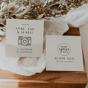 EVERLY Ivory Logo Social Media Share Thank You Square Business Card