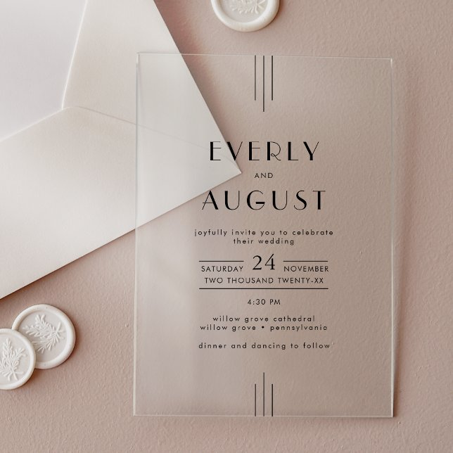 EVERLY Modern Art Deco Acrylic Wedding Invitation (EVERLY Modern Art Deco Acrylic Wedding Invitation)