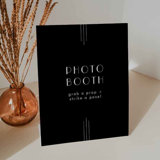 EVERLY Modern Art Deco Black Wedding Photo Booth Pedestal Sign (EVERLY Modern Art Deco Black Wedding Photo Booth Pedestal Sign)