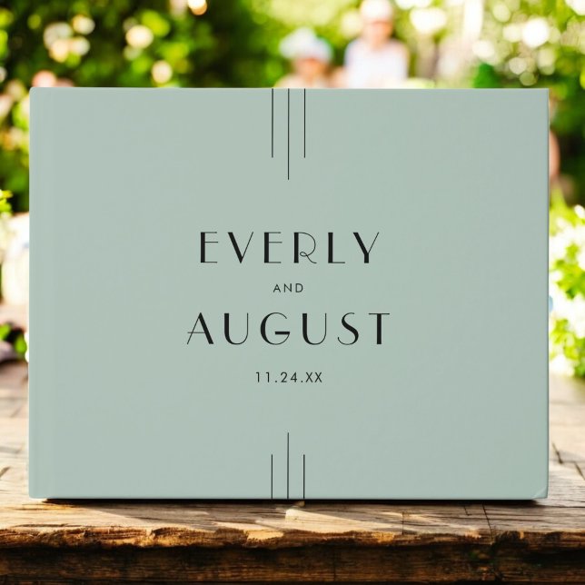 EVERLY Modern Classic Art Deco Sage Green Wedding Guest Book (EVERLY Modern Classic Art Deco Sage Green Wedding Guest Book)