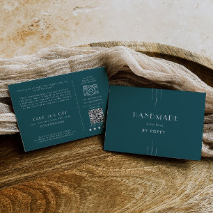 EVERLY Peacock Teal Retro Handmade Thank You Order Enclosure Card