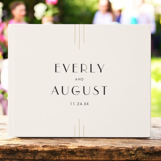 EVERLY Retro Art Deco Ivory Gold Black Wedding Guest Book (EVERLY Retro Art Deco Ivory Gold Black Wedding Guest Book)