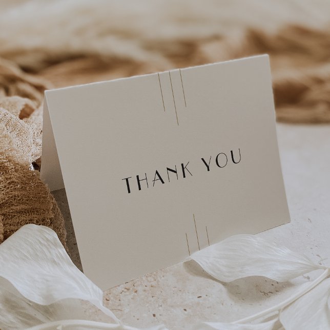 EVERLY Retro Art Deco Ivory Gold Black Wedding Thank You Card (EVERLY Retro Art Deco Ivory Gold Black Wedding Thank You Card)