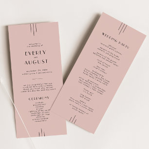 EVERLY Retro Vintage Art Deco Blush Pink Wedding Programme