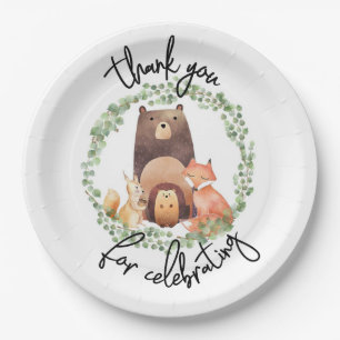 EVERLY woodland Baby Shower Watercolor forest Paper Plate