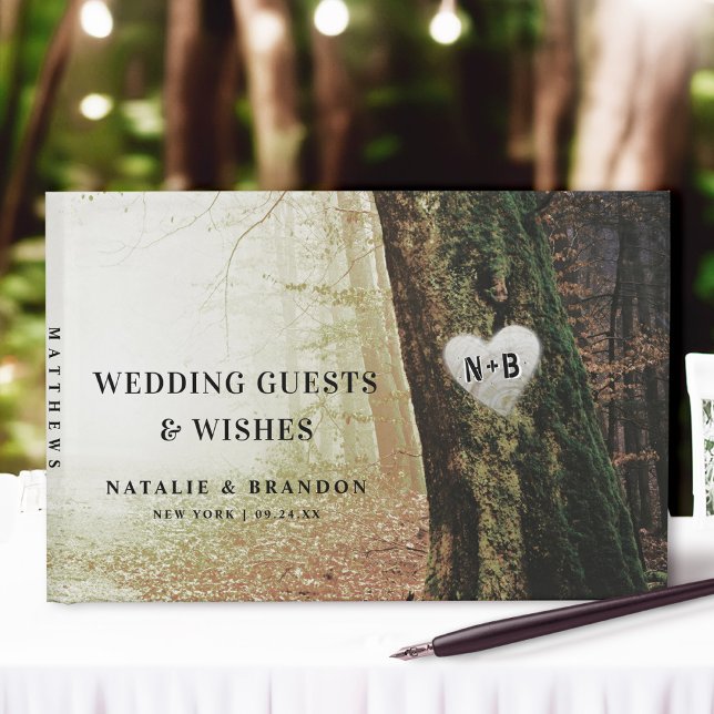 Evermore | Enchanted Fairy Forest | Amber Wedding Guest Book (Create a cherished keepsake with the Evermore guestbook. Shown in the amber colorway.)