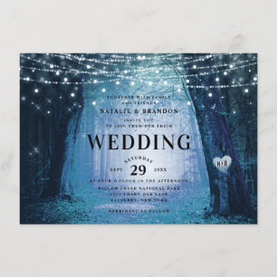 Evermore   Enchanted Fairy Forest   Blue Wedding Invitation