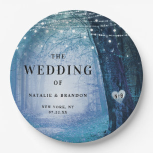 Evermore Enchanted Fairy Forest Blue Wedding Paper Plate